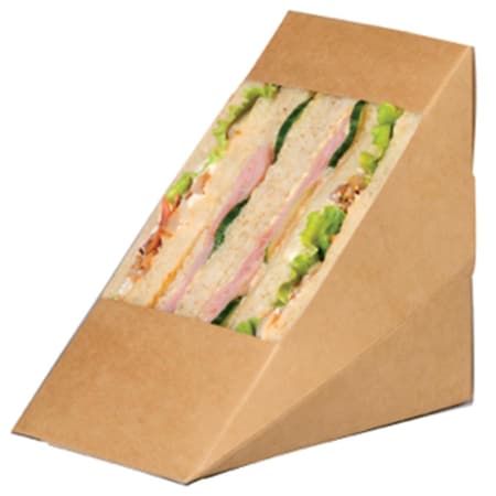 Packnwood Kraft Sandwich Wedge Box with Window - 4.8 x 1.0 x 4.8 in. 209KCK2612